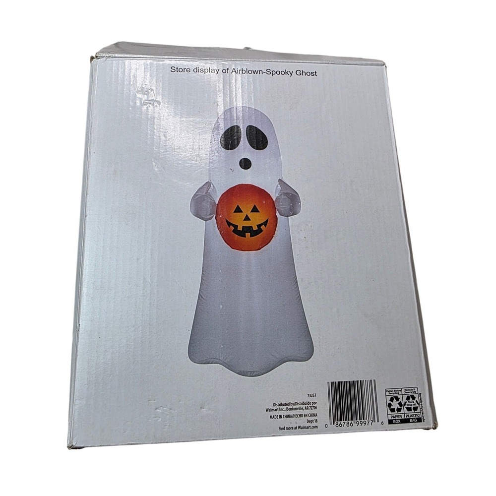 Gemmy Airblown Spooky Ghost Halloween Inflatable Pumpkin‎ 73257 White 3ft